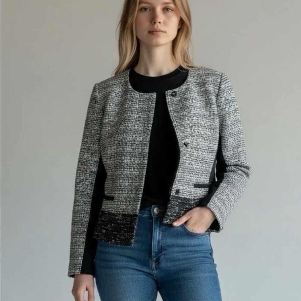 Banana Republic Black and Gray Tweed Blazer